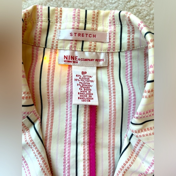 Nine and Co Stripped Stretchy Set Jacket Blazer and Capris Pants Off White Pink - Picture 3 of 6